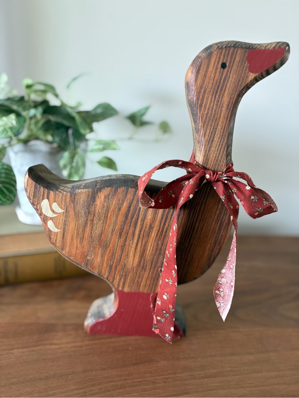Vintage Handcrafted Wooden Goose Decor | Folk Art Country Cottage